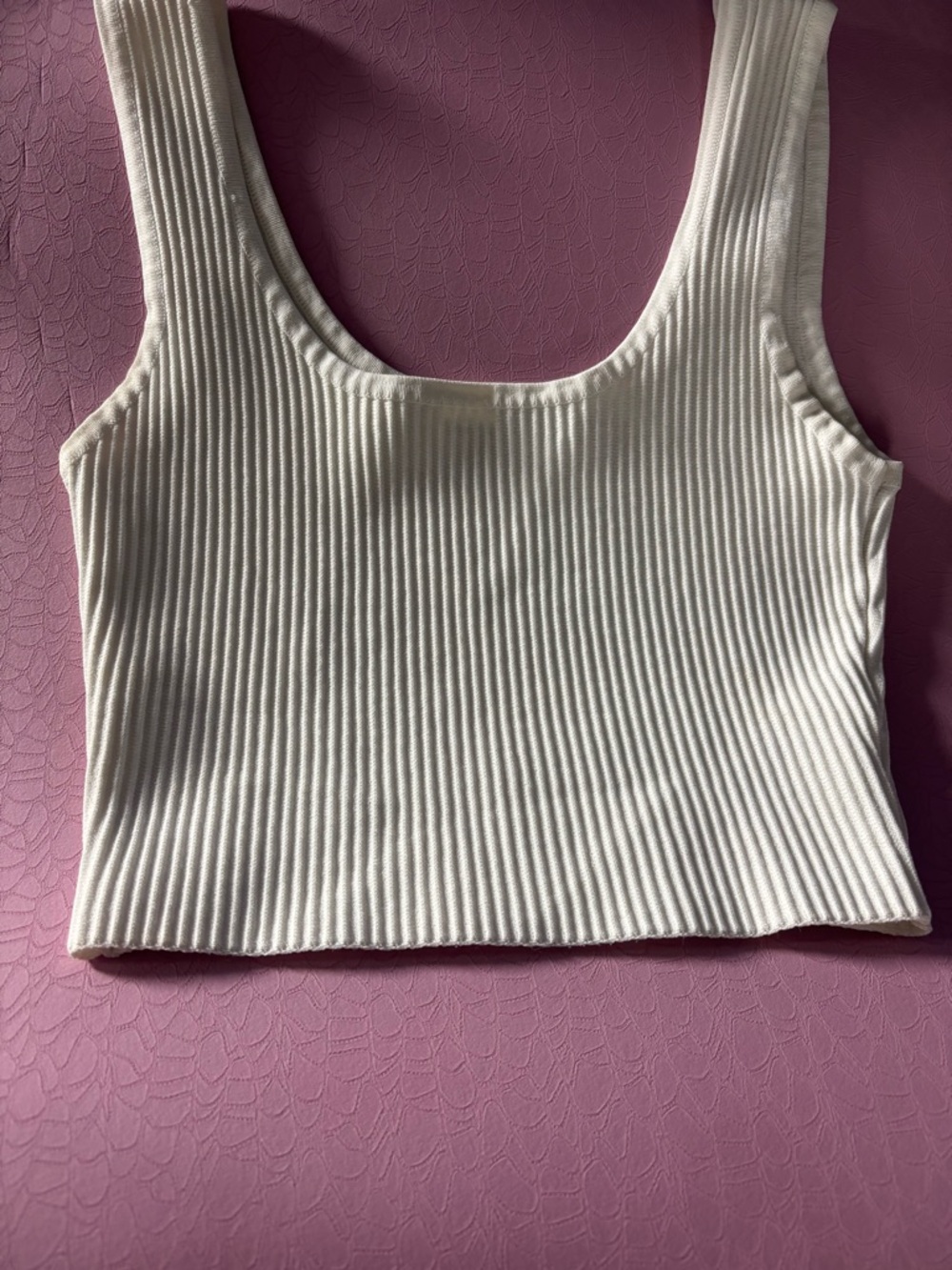 Altar'd State Cream Ribbed Scoop Crop Tank